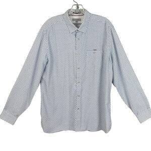 Ted Baker Men's Button Up Long Sleeve Shirt Blue White Geometric SZ 5 Minimalist